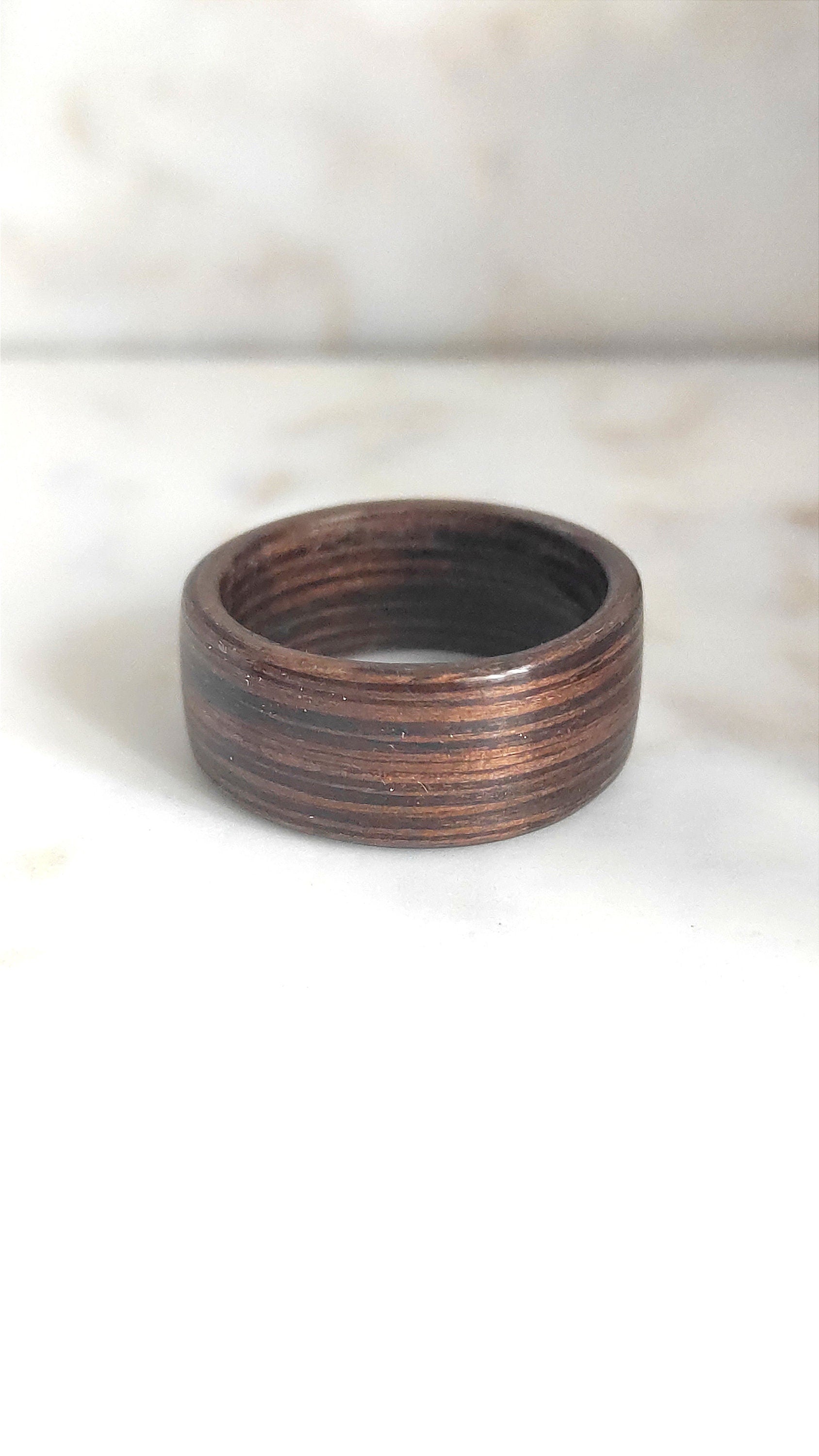Pierścionek z drewna wenge - ręcznie robiony unisex / naturalna obrączka eko - WoodRingsByJet
