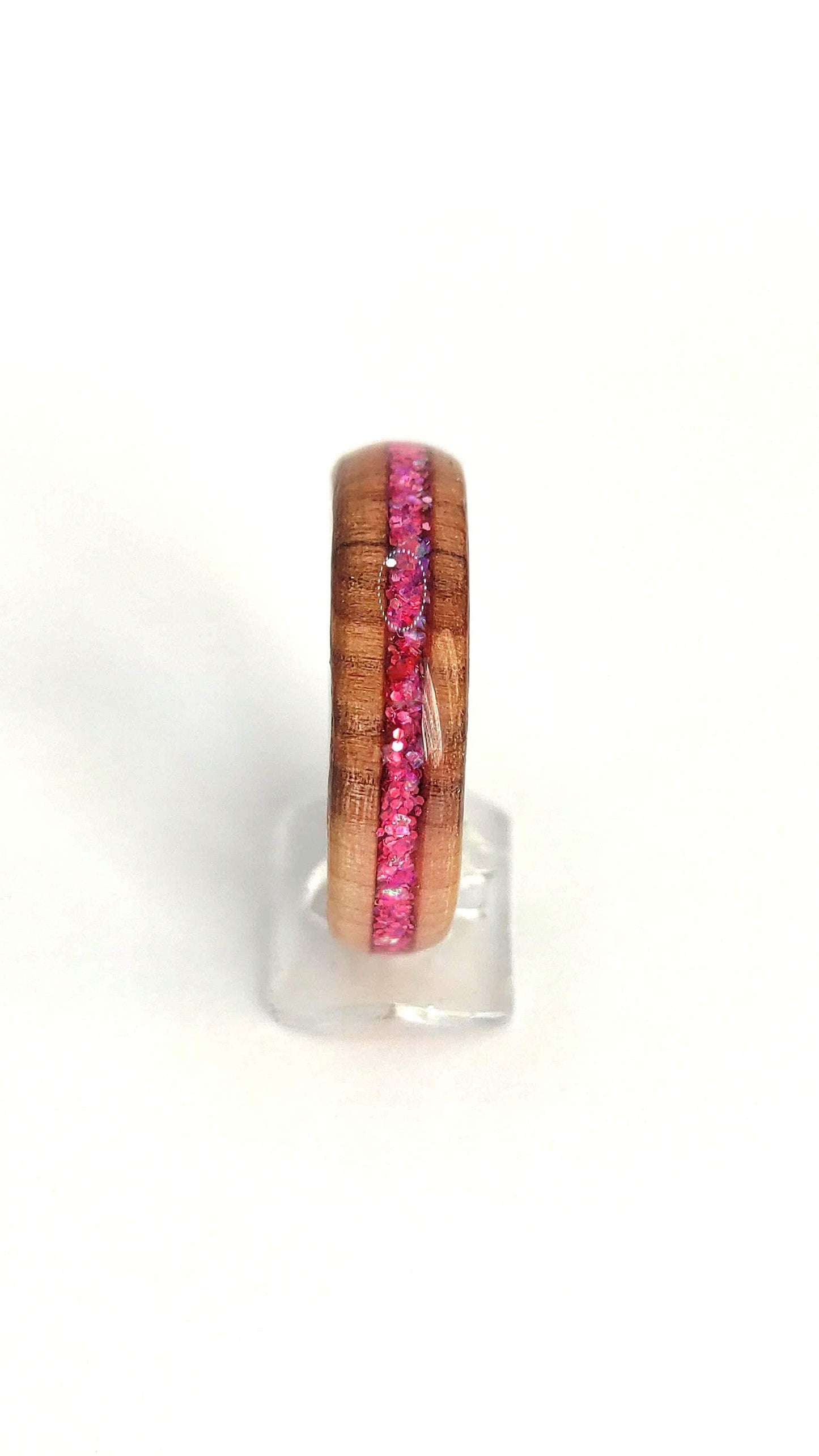 Willow Wood & Rose Pink Opal Ring - WoodRingsByJet
