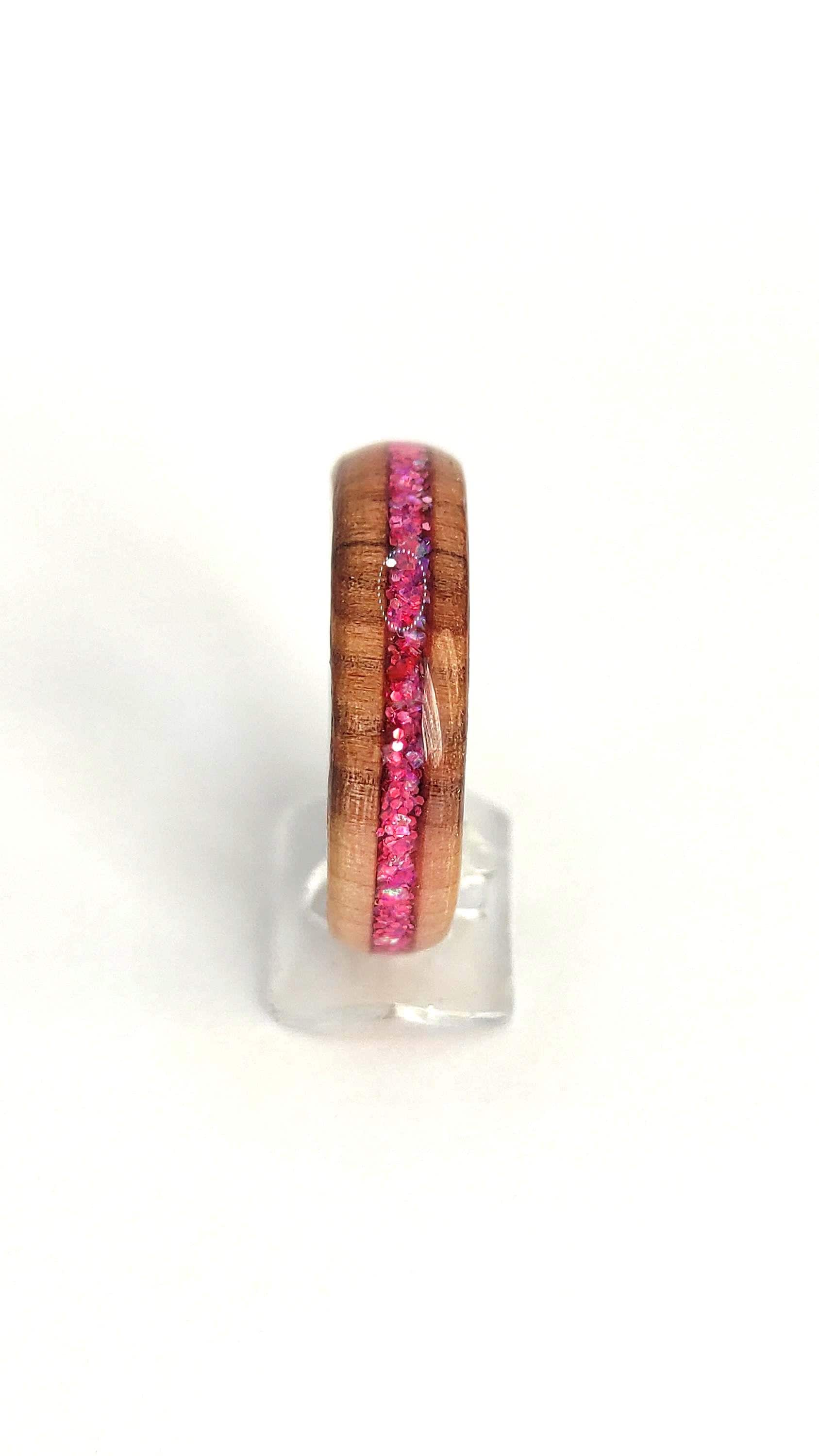 Willow Wood & Rose Pink Opal Ring - WoodRingsByJet