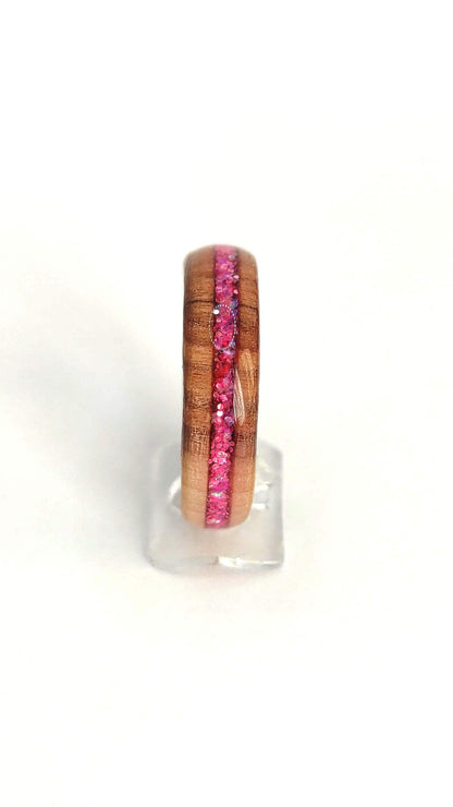 Willow Wood & Rose Pink Opal Ring - WoodRingsByJet