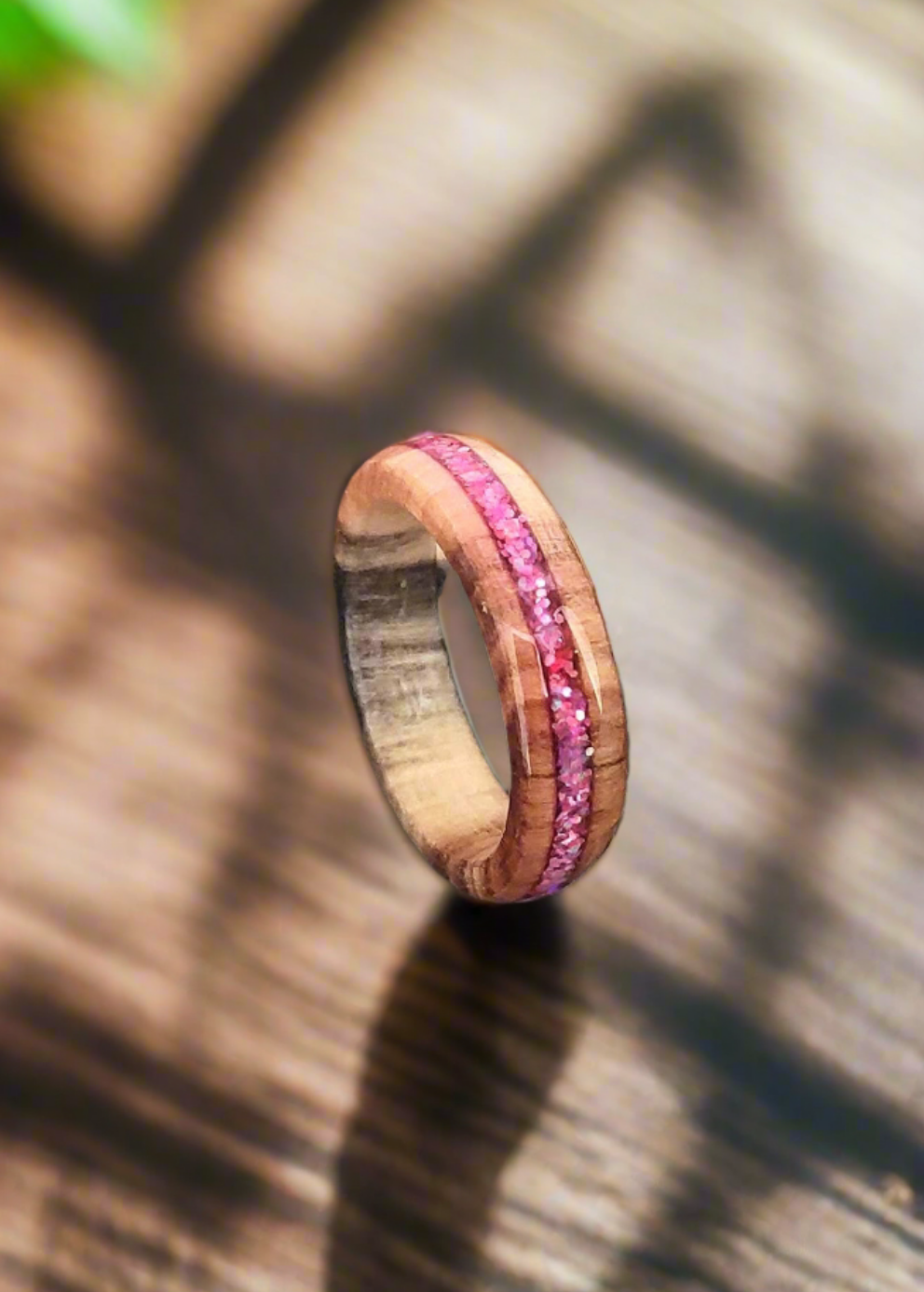 Willow Wood & Rose Pink Opal Ring - WoodRingsByJet