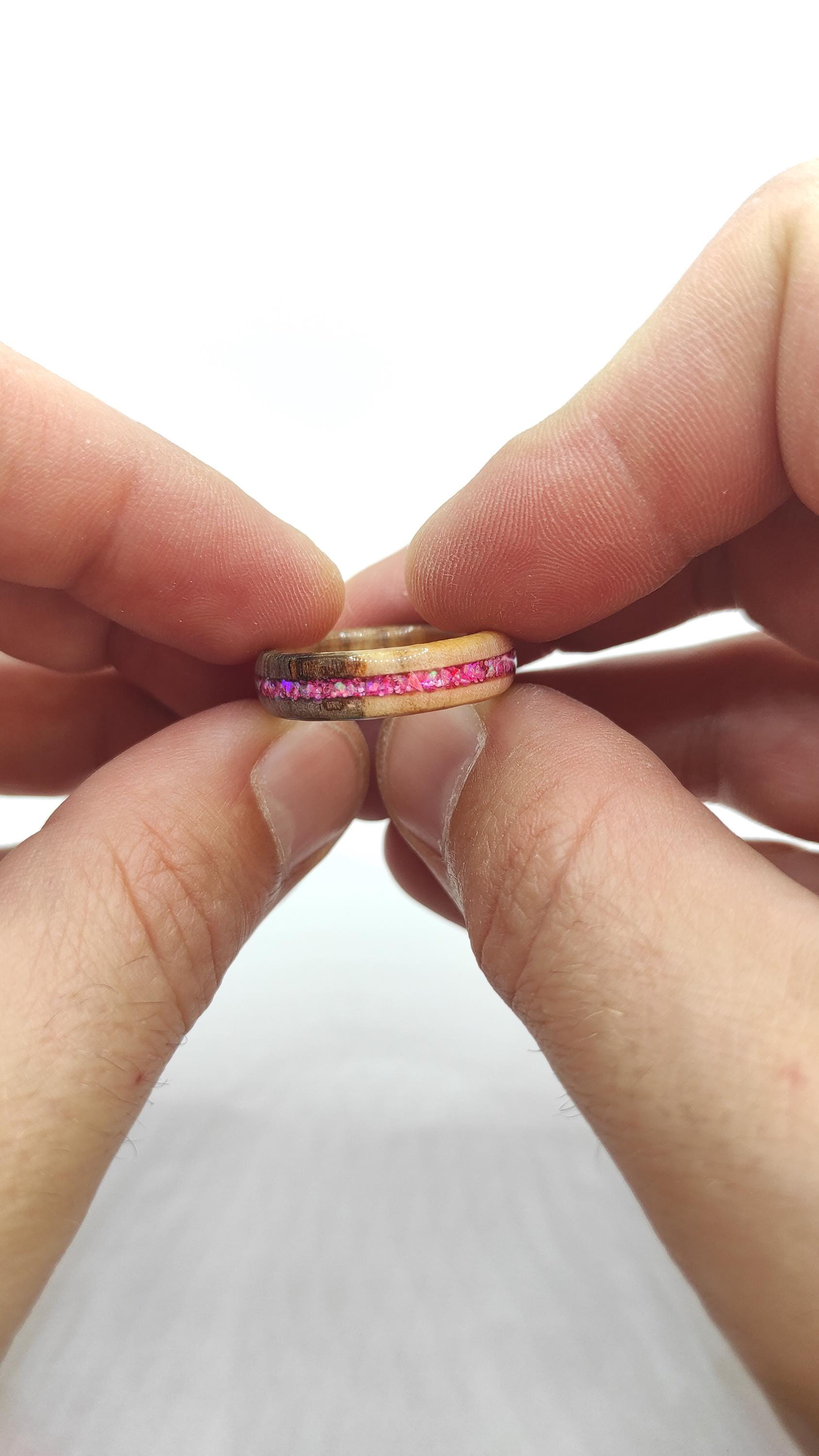 Willow Wood & Rose Pink Opal Ring - WoodRingsByJet