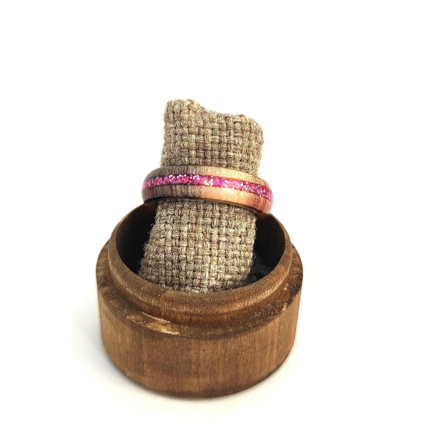 Willow Wood & Rose Pink Opal Ring - WoodRingsByJet