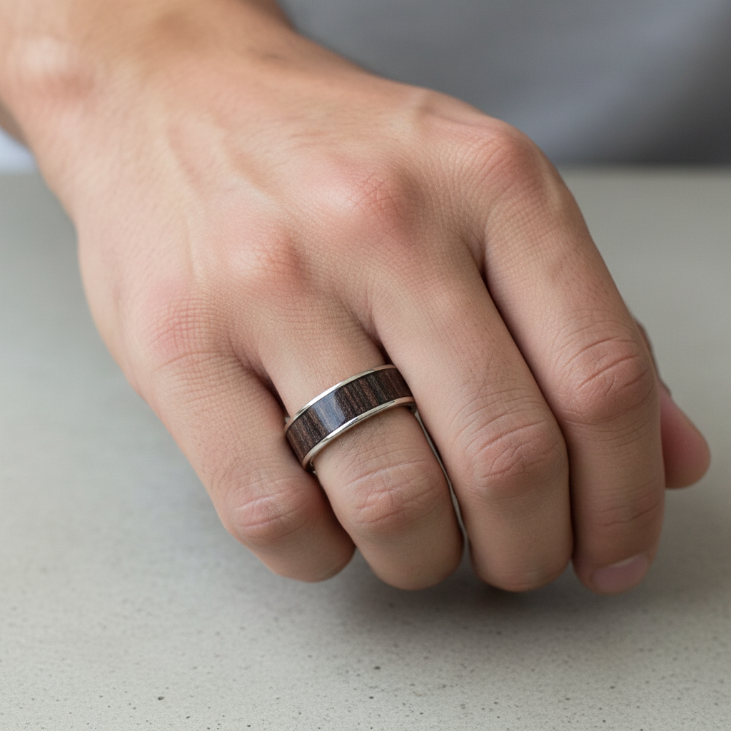 Pierścionek stal chirurgiczna – wenge