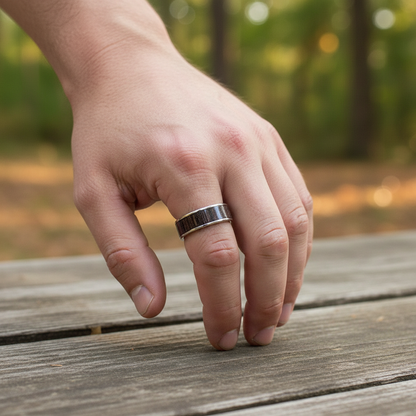 Pierścionek stal chirurgiczna – wenge