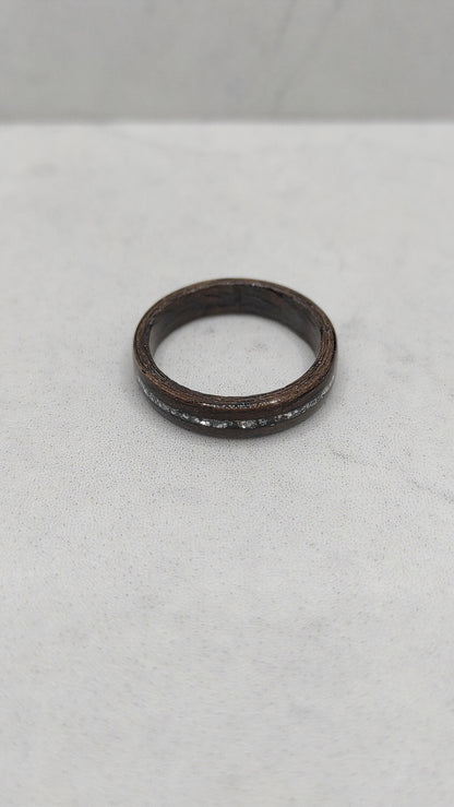 Walnut Wood Ring & Silver Glitter - WoodRingsByJet