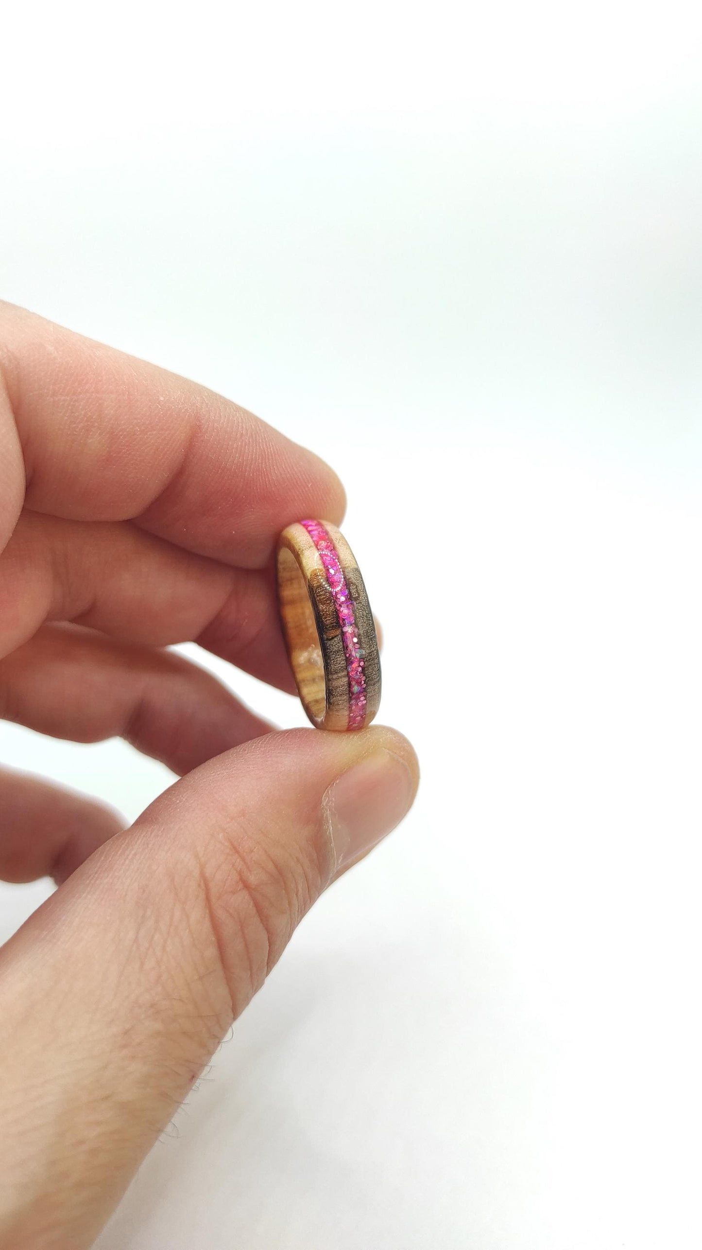 Willow Wood & Rose Pink Opal Ring - WoodRingsByJet