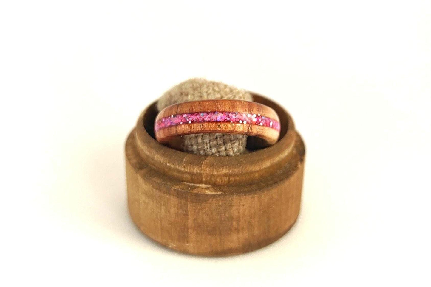 Willow Wood & Rose Pink Opal Ring - WoodRingsByJet