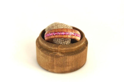 Willow Wood & Rose Pink Opal Ring - WoodRingsByJet